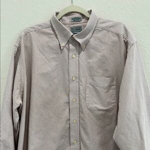 L.L. Bean Men's Striped Button Down Shirt - Brown